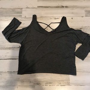 Express Gray top size L long sleeves n cut outs